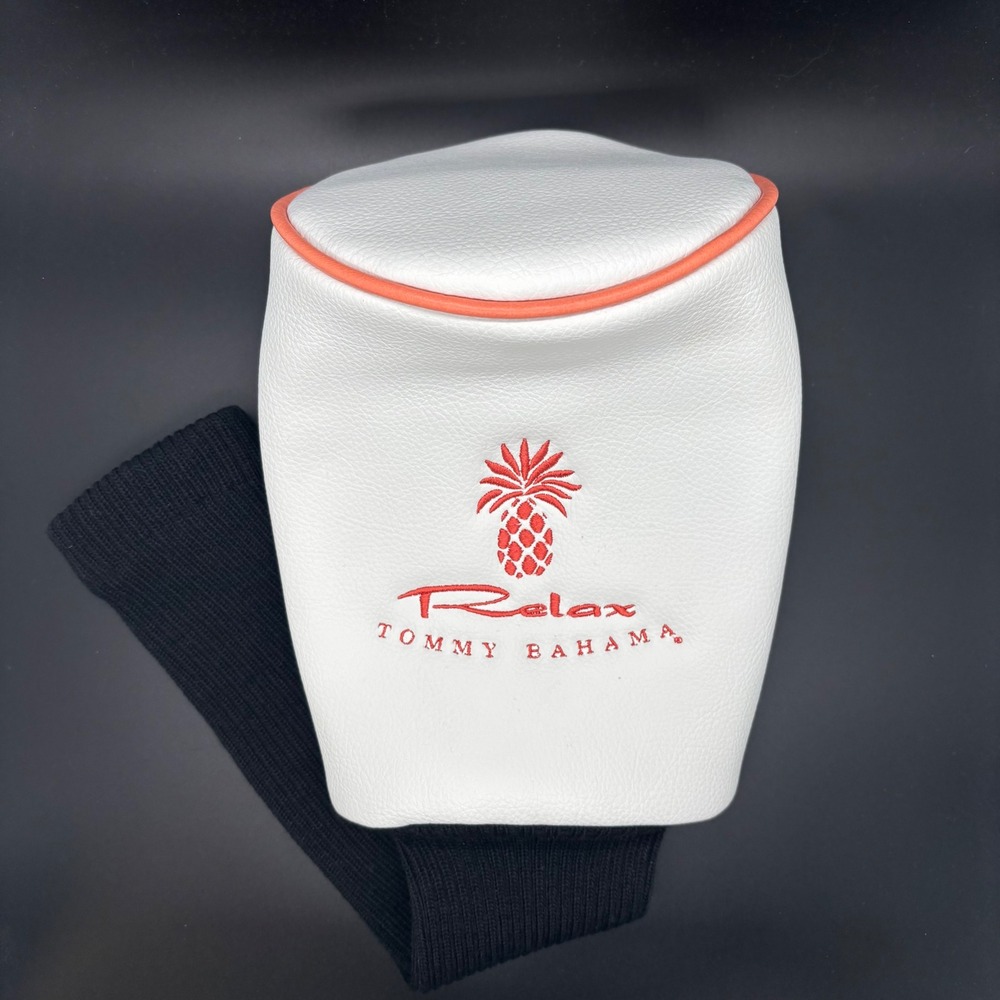 Tommy‎ Bahama Relax Golf Headcover White Faux Leather Pineapple Embroidered